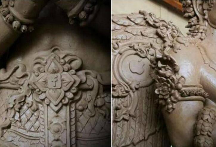 前泰国国王蒲美蓬火葬亭雕像惊现Facebook、Google、Apple等品牌商标 前泰国国王蒲美蓬火葬亭雕像惊现Facebook、Google、Apple等品牌商标